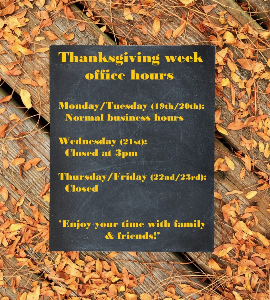 Thanksgiving Week Office Hours Primary Eyecare Center